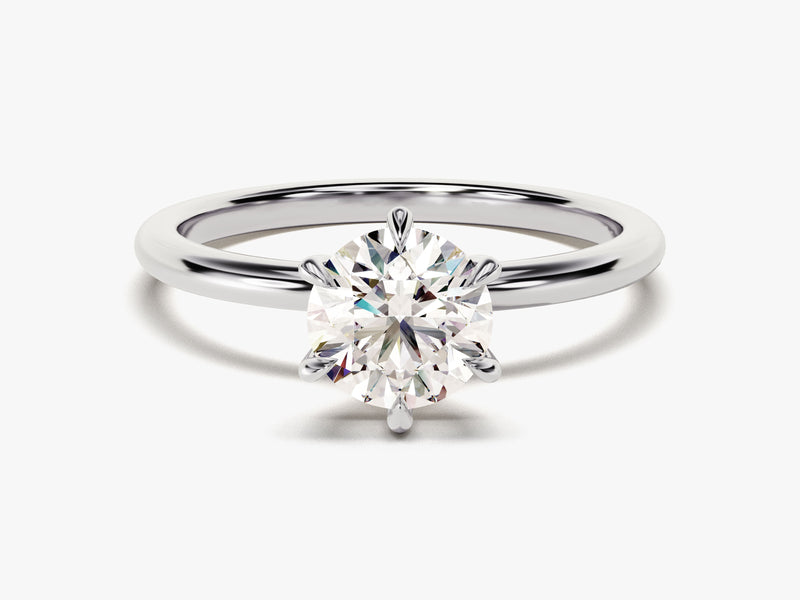 6-Prong Solitaire Round Cut Moissanite Engagement Ring (1.00 CT)