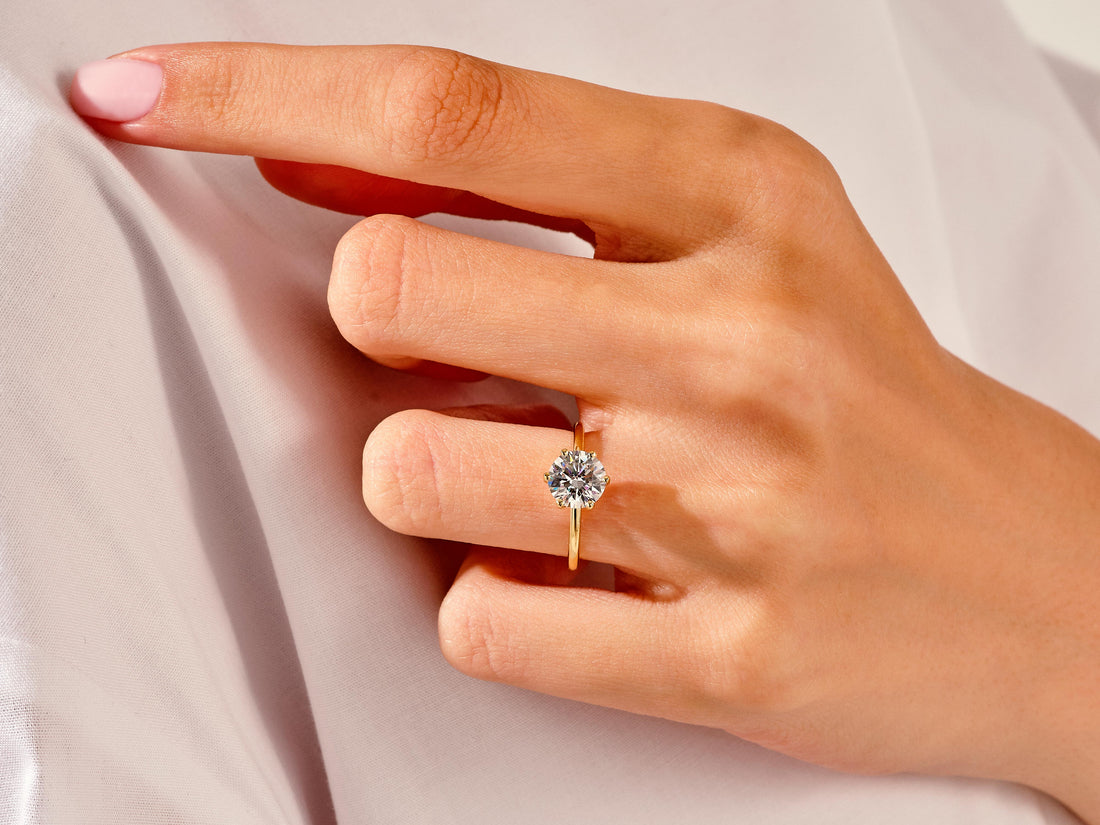 6-Prong Solitaire Round Cut Moissanite Engagement Ring (1.50 CT)