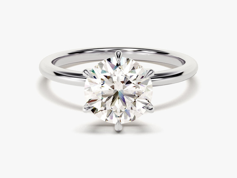 6-Prong Solitaire Round Cut Moissanite Engagement Ring (2.00 CT)