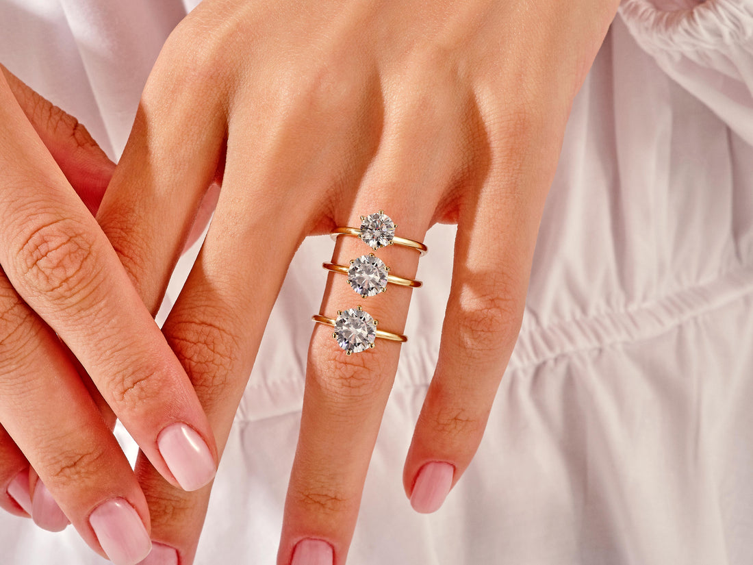 6-Prong Solitaire Round Cut Moissanite Engagement Ring (2.00 CT)