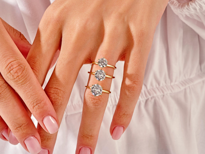 6-Prong Solitaire Round Cut Moissanite Engagement Ring (2.00 CT)