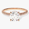 Cathedral Round Cut Moissanite Engagement Ring with Pave Set Side Stones (1.50 CT)