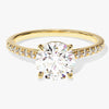 Cathedral Round Cut Moissanite Engagement Ring with Pave Set Side Stones (1.50 CT)