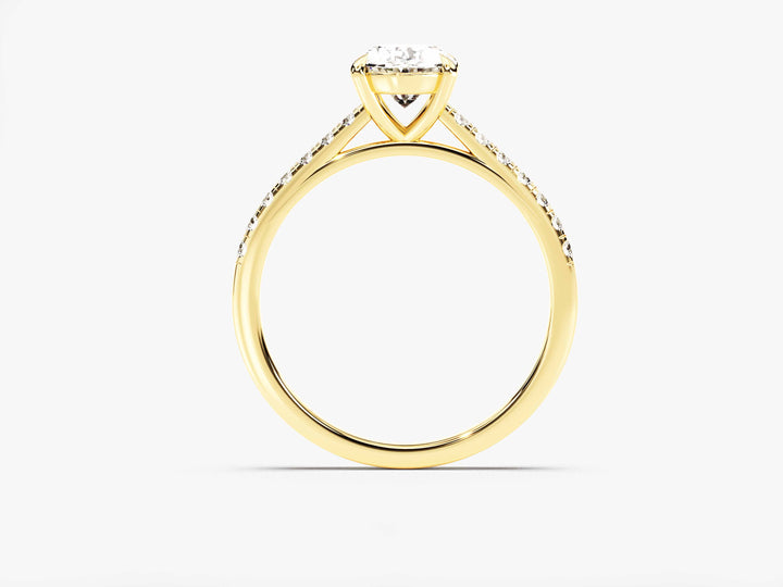 Cathedral Oval Cut Moissanite Engagement Ring with Pave Set Side Stones (1.50 CT)