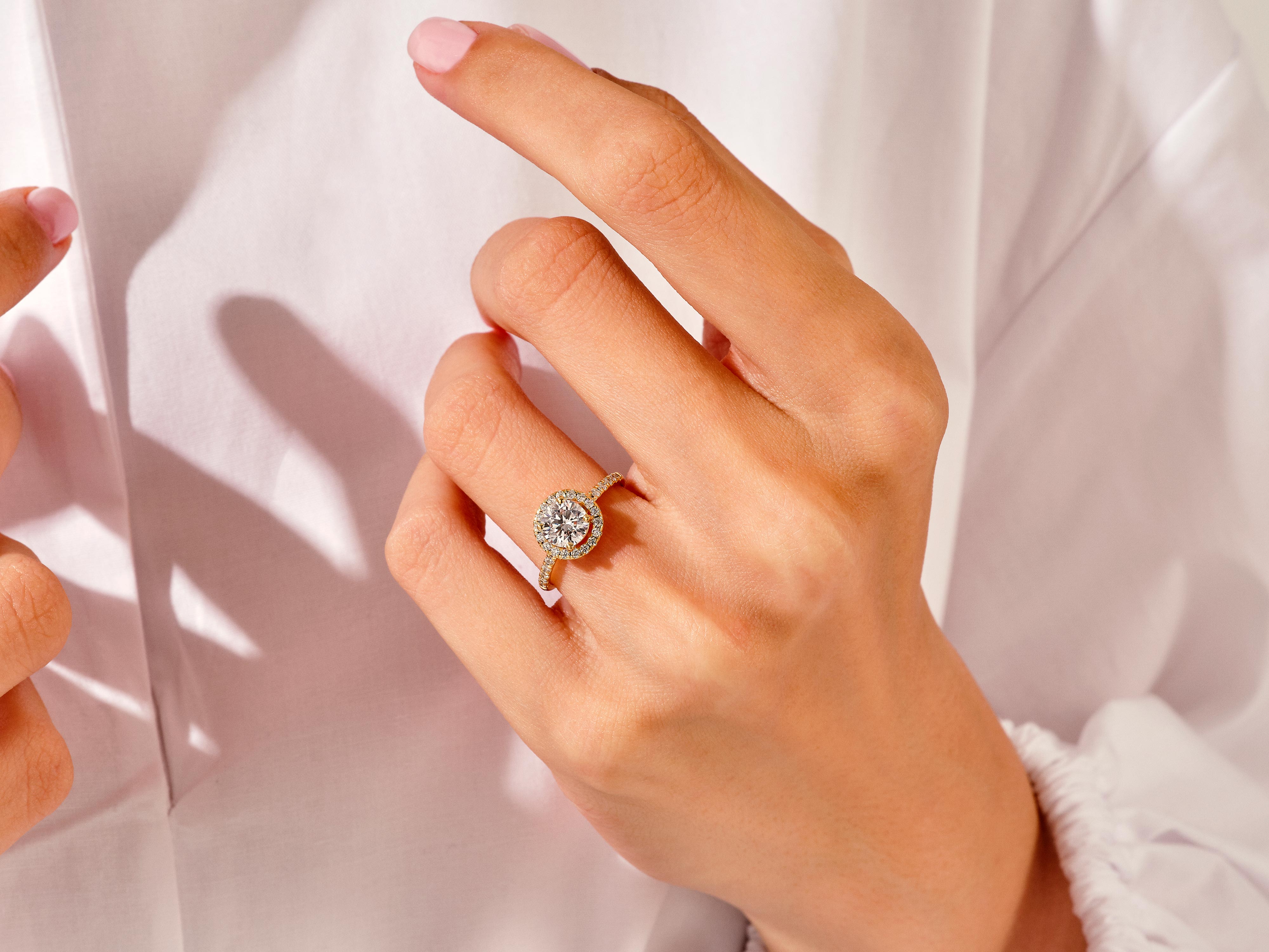 Round Cut Moissanite Round Halo Engagement Ring (1.00 CT)