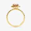 Round Cut Peach Morganite Halo Engagement Ring with Sidestones