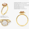 Round Cut Peach Morganite Halo Engagement Ring with Sidestones
