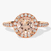 Round Cut Peach Morganite Halo Engagement Ring with Sidestones