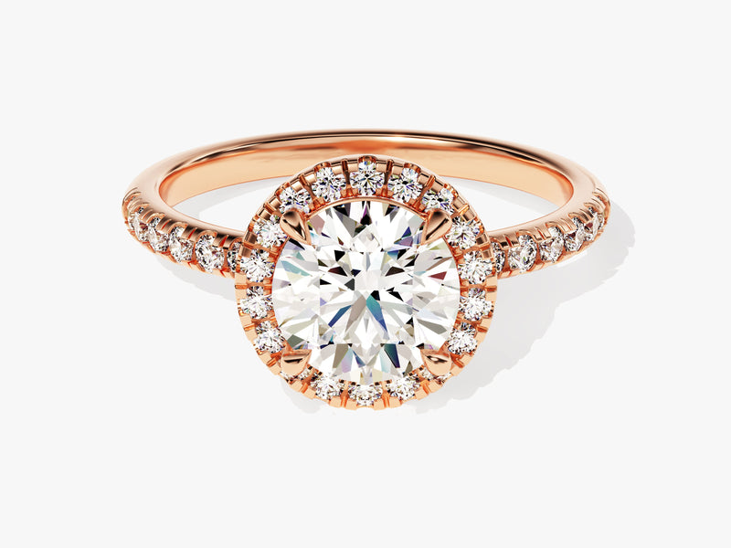 Round Cut Moissanite Round Halo Engagement Ring (1.00 CT)