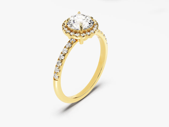 Round Cut Moissanite Round Halo Engagement Ring (1.00 CT)