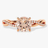 Twisted Round Cut Peach Morganite Engagement Ring with Sidestones
