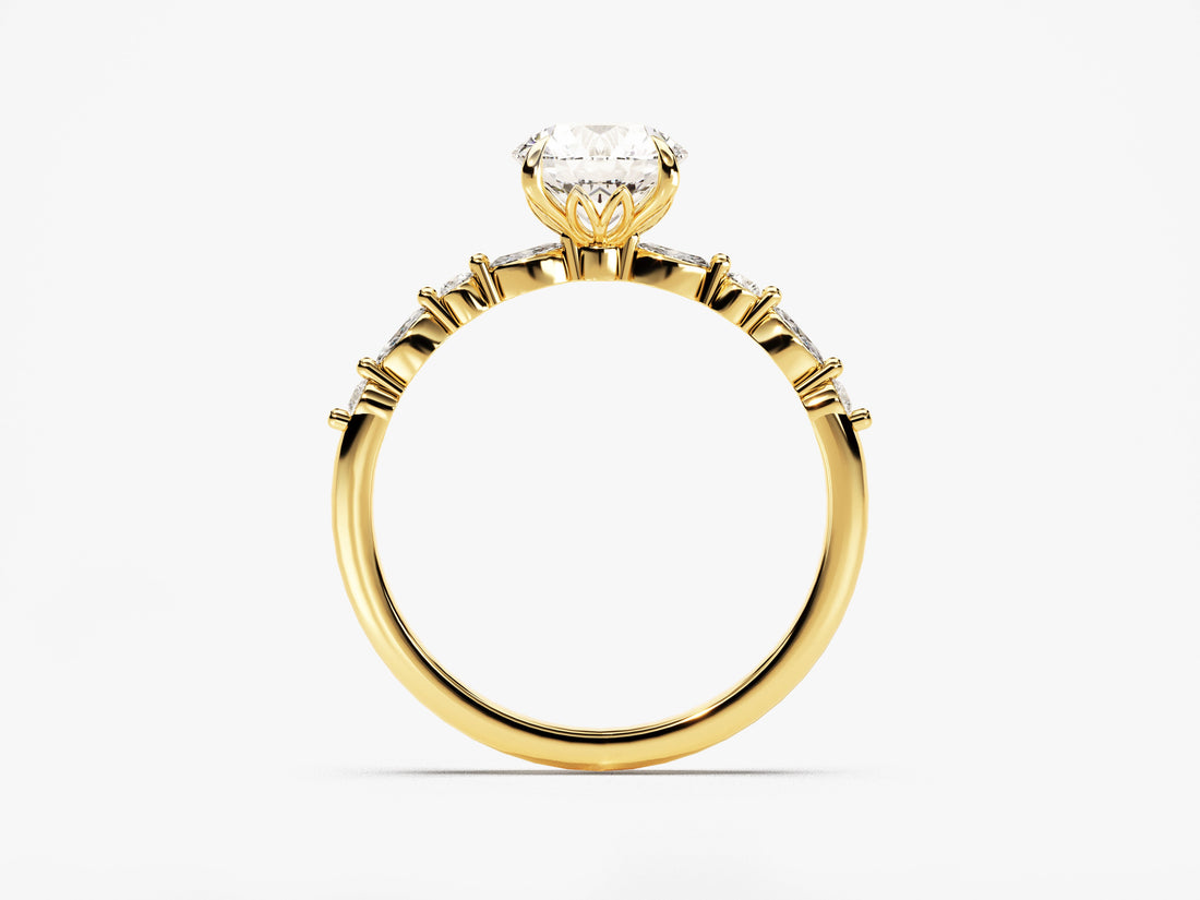 Alternating Marquise Side Stone Moissanite Engagement Ring (1.00 CT)