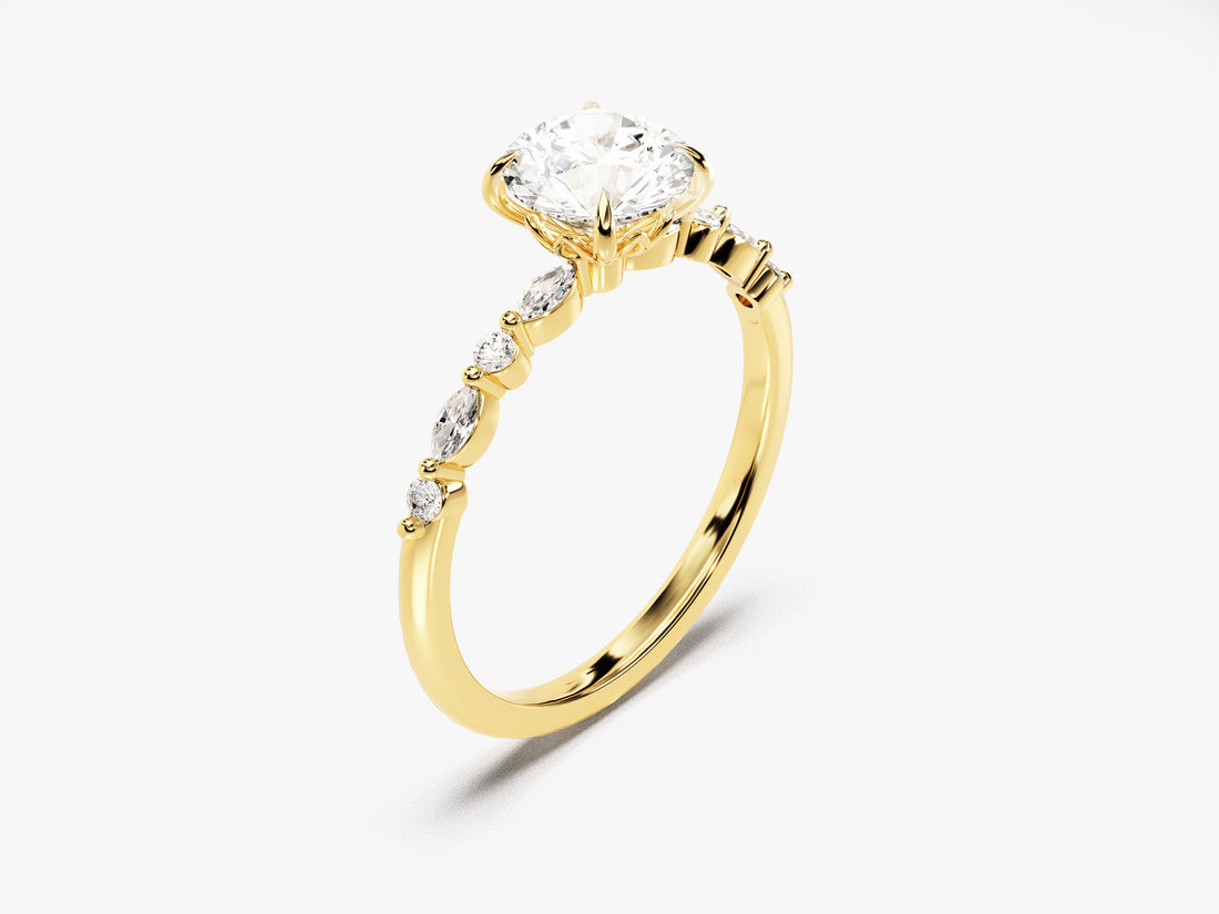 Alternating Marquise Side Stone Moissanite Engagement Ring (1.00 CT)
