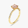 Round Cut Peach Morganite Engagement Ring with Round and Marquise Sidestones