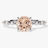 Round Cut Peach Morganite Engagement Ring with Round and Marquise Sidestones