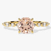 Round Cut Peach Morganite Engagement Ring with Round and Marquise Sidestones