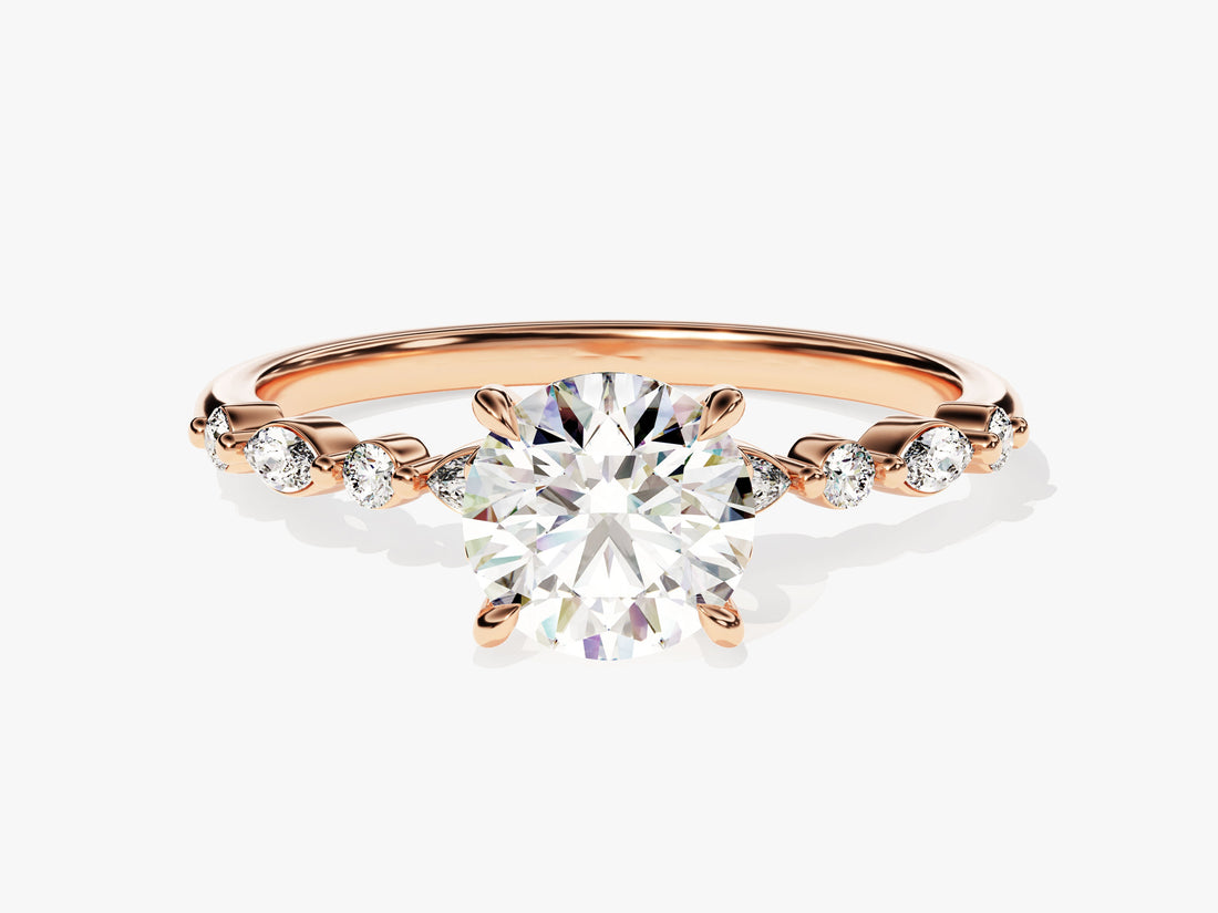 Alternating Marquise Side Stone Moissanite Engagement Ring (1.00 CT)
