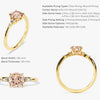 Round Cut Peach Morganite Engagement Ring with Marquise Sidestones