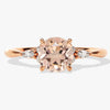 Round Cut Peach Morganite Engagement Ring with Marquise Sidestones