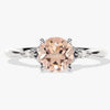 Round Cut Peach Morganite Engagement Ring with Marquise Sidestones