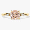 Round Cut Peach Morganite Engagement Ring with Marquise Sidestones