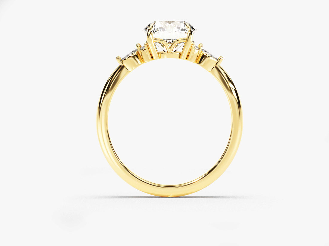 Cluster Accent Round Cut Moissanite Engagement Ring (1.50 CT)
