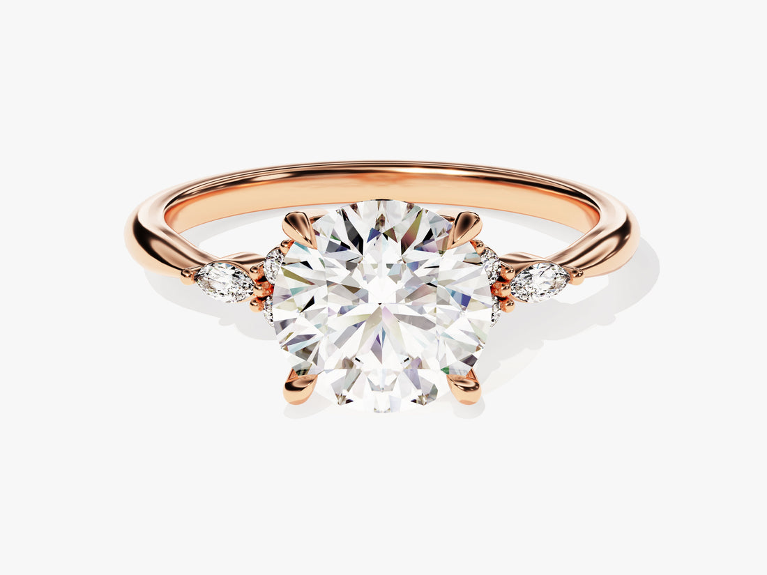 Cluster Accent Round Cut Moissanite Engagement Ring (2.00 CT)