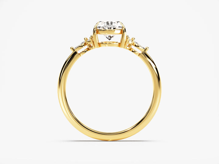 Cluster Accent Oval Cut Moissanite Engagement Ring (1.50 CT)
