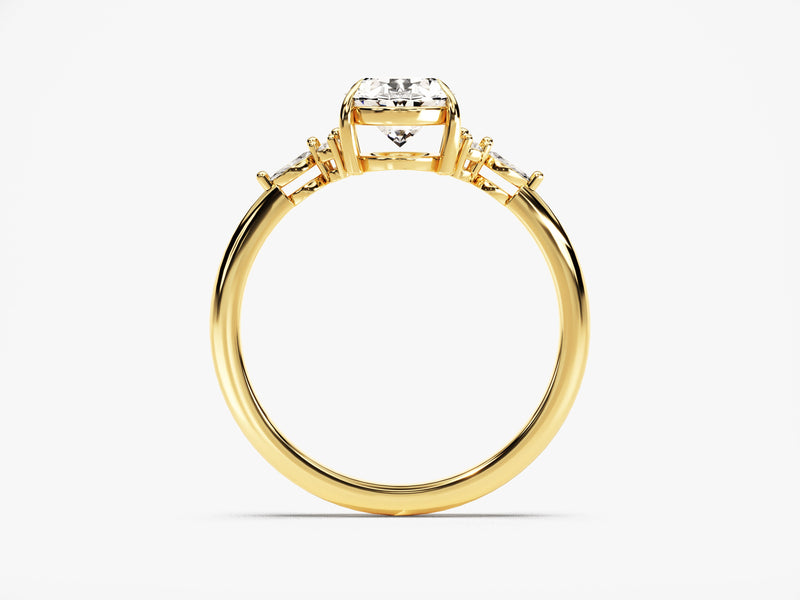 Cluster Accent Oval Cut Moissanite Engagement Ring (1.50 CT)