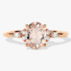 Oval Cut Peach Morganite Engagement Ring with Round and Marquise Sidestones