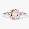 Oval Cut Peach Morganite Engagement Ring with Round and Marquise Sidestones
