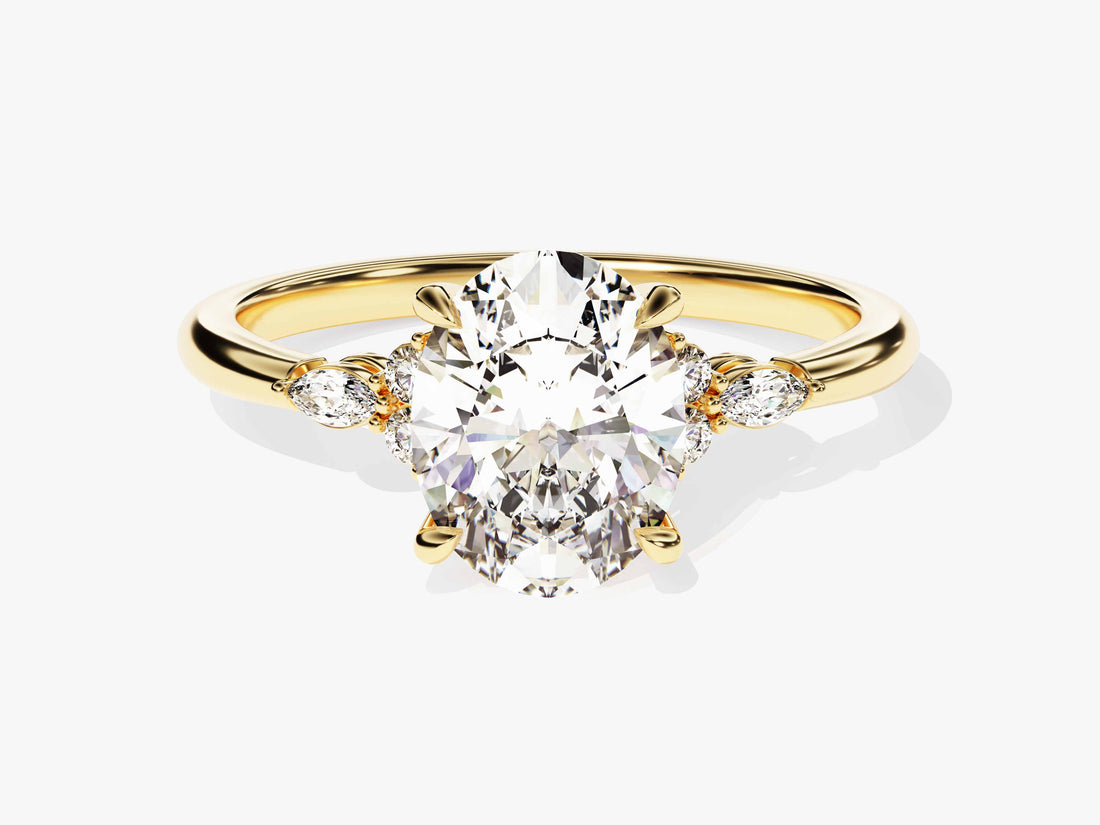 Cluster Accent Oval Cut Moissanite Engagement Ring (2.00 CT)