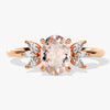 Oval Cut Peach Morganite Engagement Ring with Marquise Sidestones