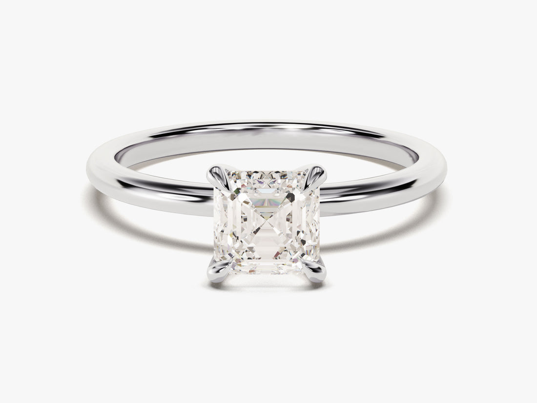 Asscher Cut Solitaire Moissanite Engagement Ring (1.00 CT)