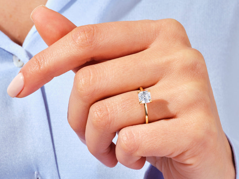 Asscher Cut Solitaire Moissanite Engagement Ring (1.50 CT)