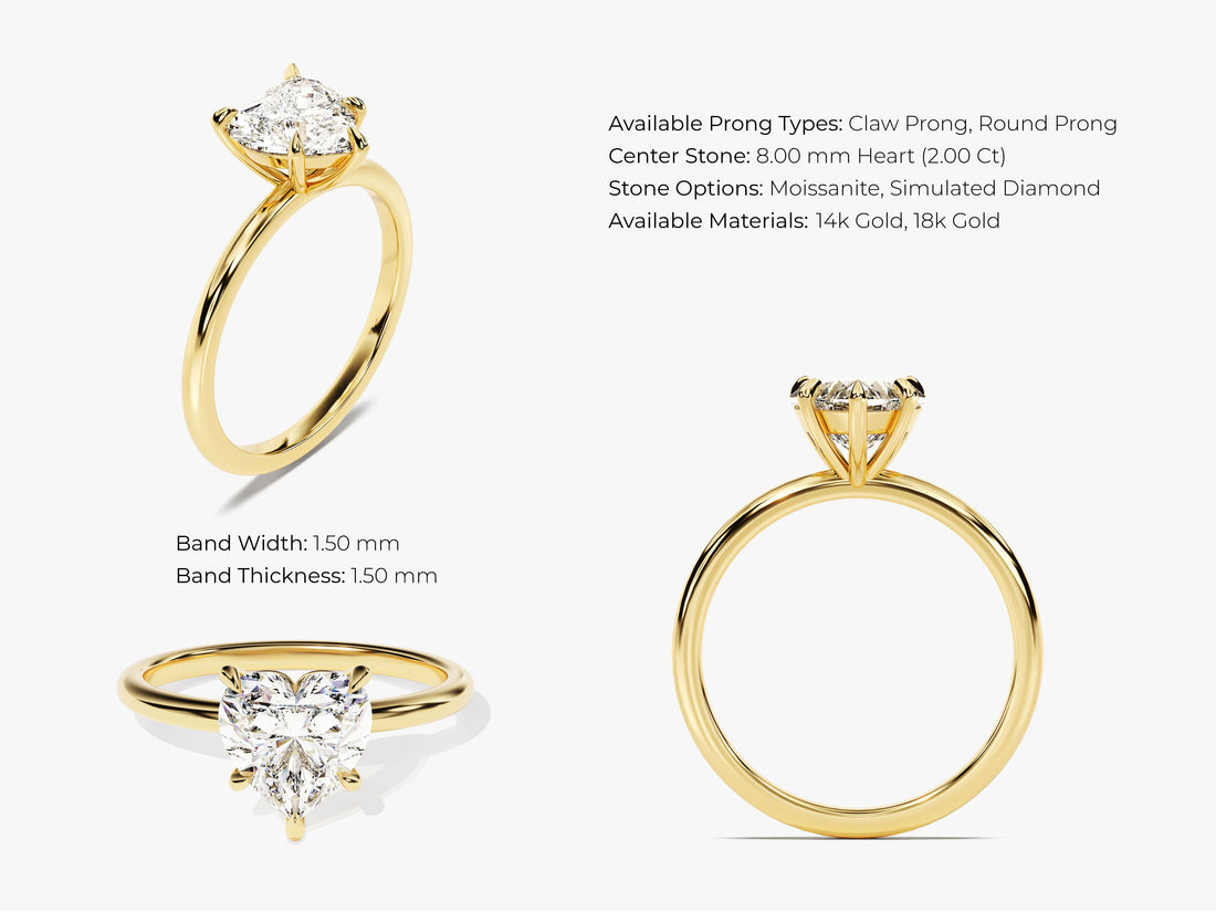 Heart Cut Solitaire Moissanite Engagement Ring (2.00 CT)