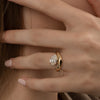 1.0CT-2.0CT Pear Cut Moissanite Diamond Wave Dome Engagement Ring