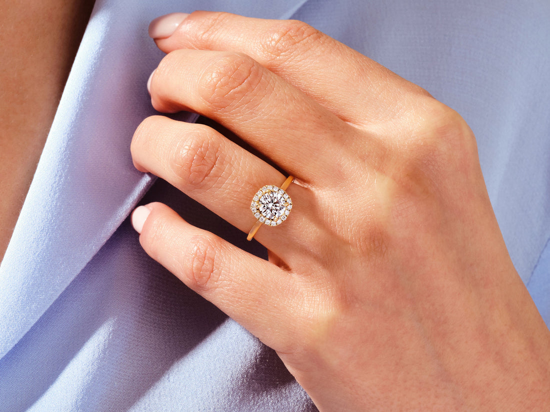 Cushion Shaped Halo Moissanite Engagement Ring (1.00 CT)