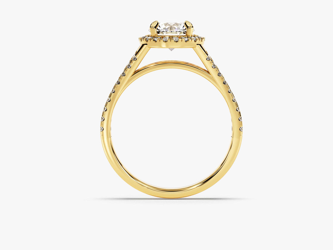 Split Double Band Halo Moissanite Engagement Ring (1.00 CT)