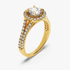Split Double Band Halo Moissanite Engagement Ring (1.00 CT)