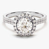 Double Pave Shank Halo Moissanite Engagement Ring (1.00 CT)