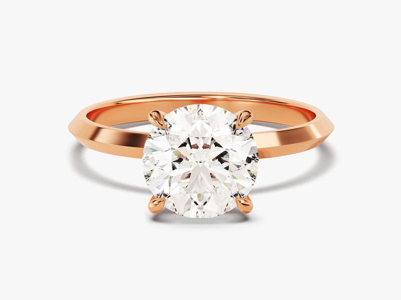 Knife Edge Round Moissanite Engagement Ring (2.00 CT)