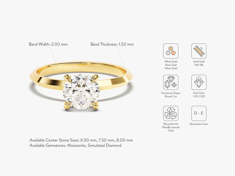 Knife Edge Round Moissanite Engagement Ring (1.00 CT)