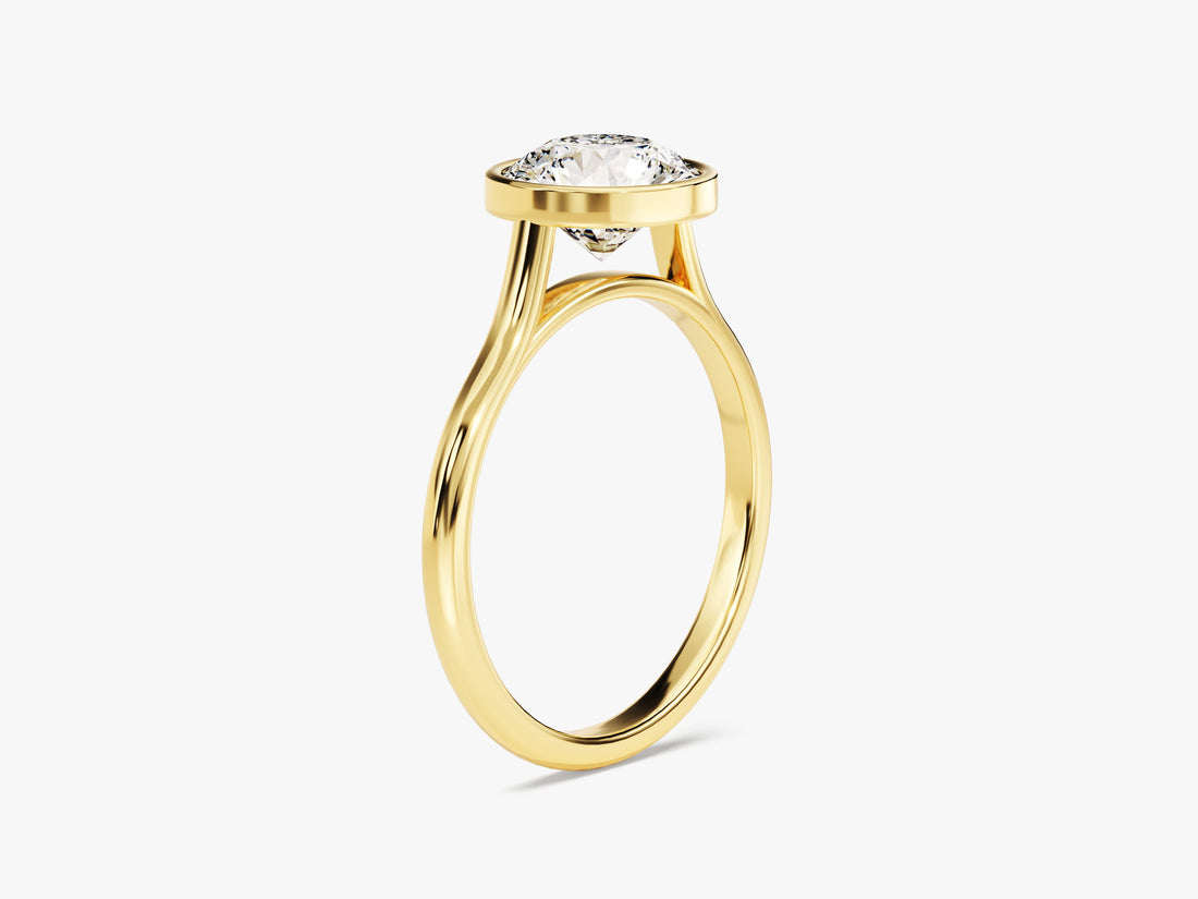 Round Bezel Solitaire Moissanite Engagement Ring (1.50 CT)