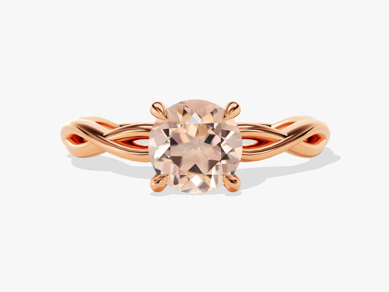 Twisted Round Cut Peach Morganite Engagement Ring