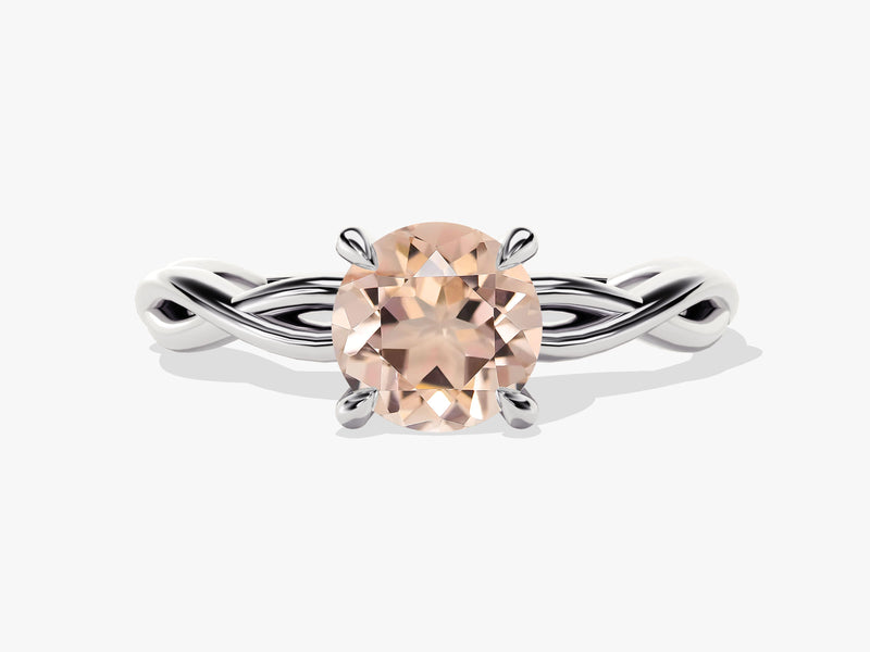 Twisted Round Cut Peach Morganite Engagement Ring