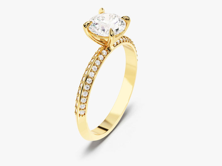 Pave Set Milgrain Knife Edge Moissanite Engagement Ring (1.00 CT)