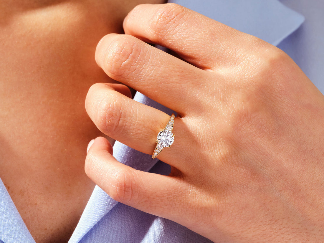 Pave Crown Moissanite Engagement Ring (1.00 CT)