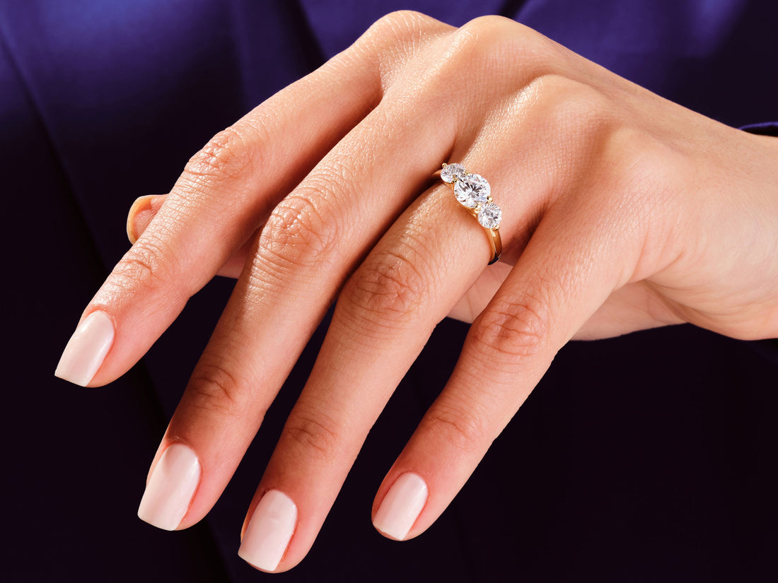 Round Cut Three Stone Moissanite Engagement Ring (1.75 CT)