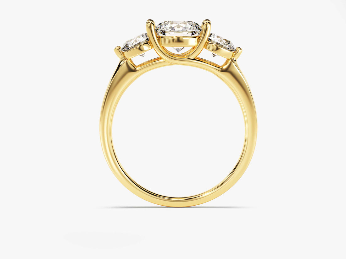 Round Cut Three Stone Moissanite Engagement Ring (1.75 CT)